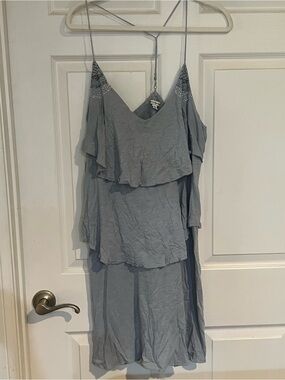 American Eagle Outfitters Slate Blue Smocked Spaghetti Strap Top